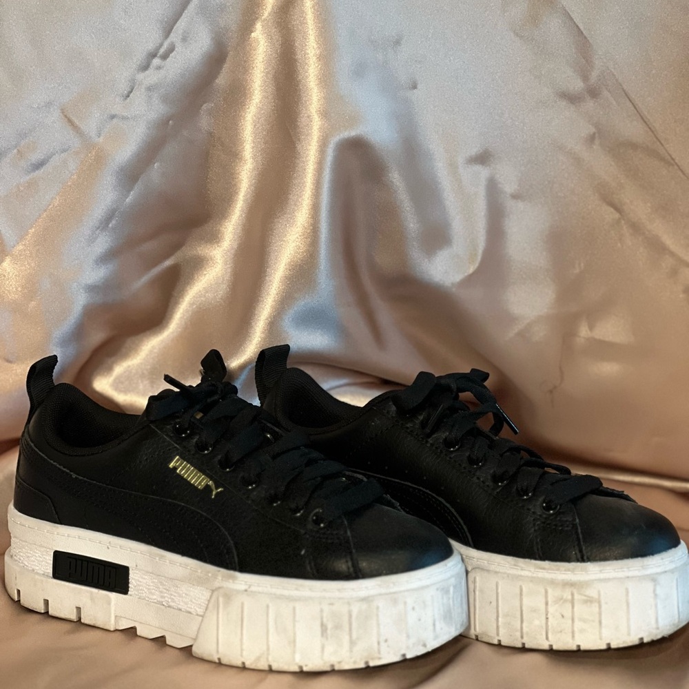 Puma Black Sneakers with White Soles